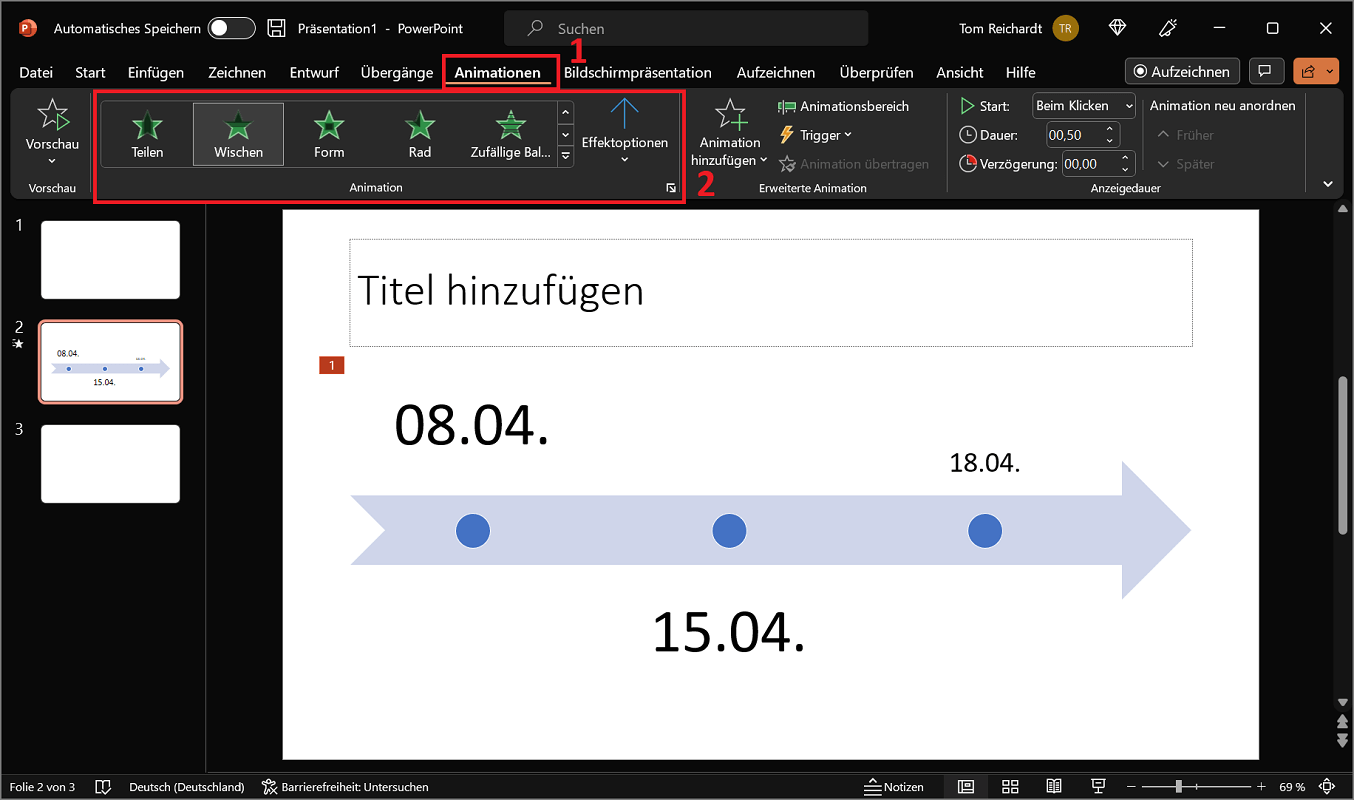 Dodaj animacje do osi czasu programu PowerPoint