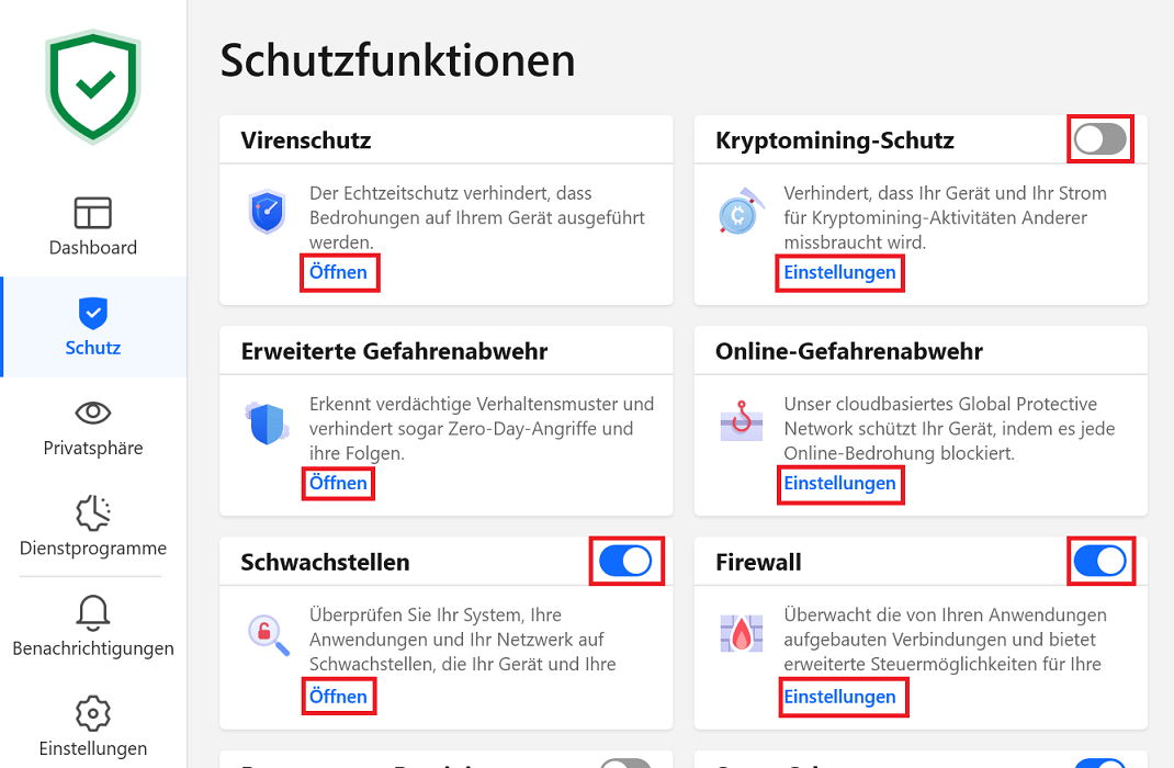 Wyłącz zaawansowane funkcje ochrony w Bitdefender