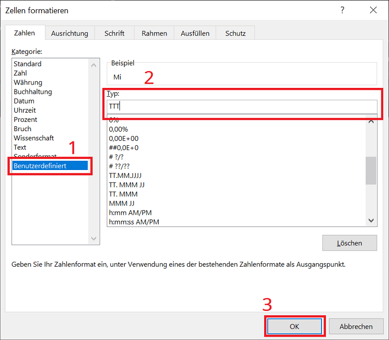 Pokaż datę Excel z dniem tygodnia w wersji krótkiej