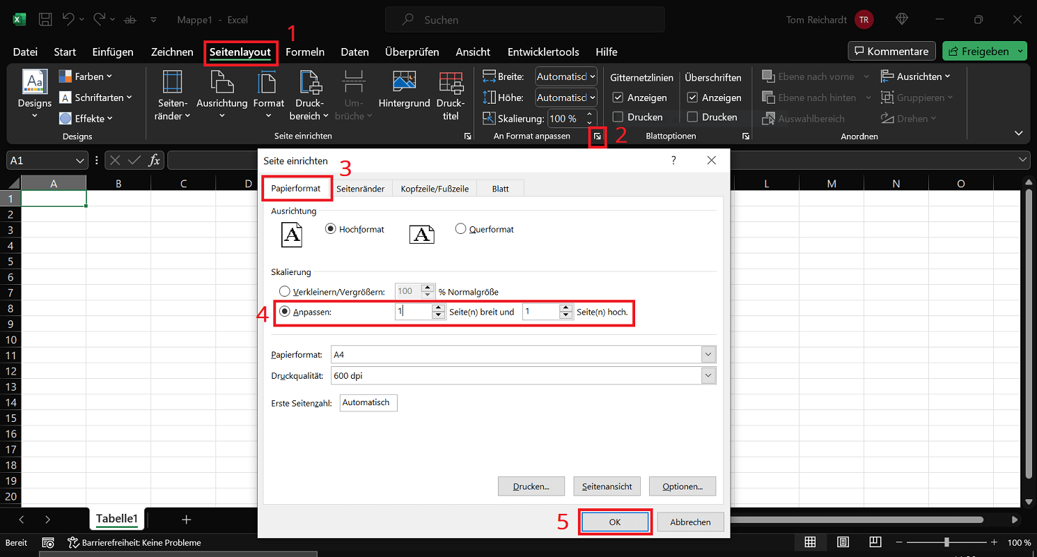 Konwertuj arkusz kalkulacyjny Excel do formatu PDF na jednej stronie