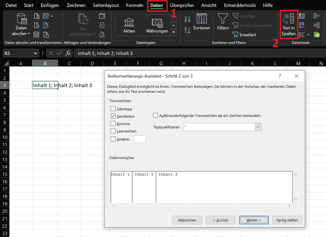 Podziel komórkę w programie Excel za pomocą Kreatora konwersji tekstu
