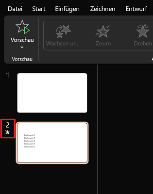 Odtwórz animację jako podgląd w przeglądzie slajdów