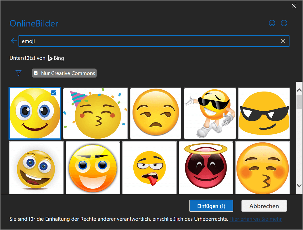 Użyj funkcji obrazów online w programie Outlook, aby wstawić emoji