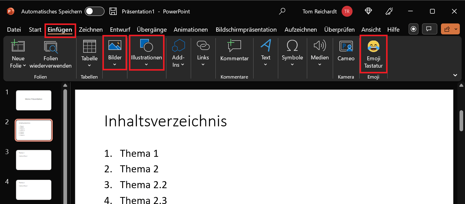 Wstawiaj ikony, obrazy, kształty i emoji