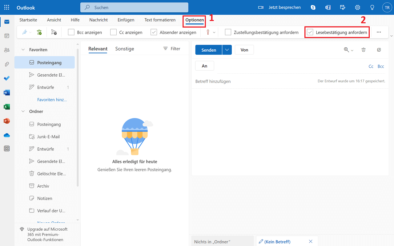 Włącz potwierdzenia przeczytania w aplikacji Outlook dla sieci Web
