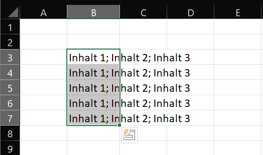 Podziel wiele komórek z zawartością w programie Excel