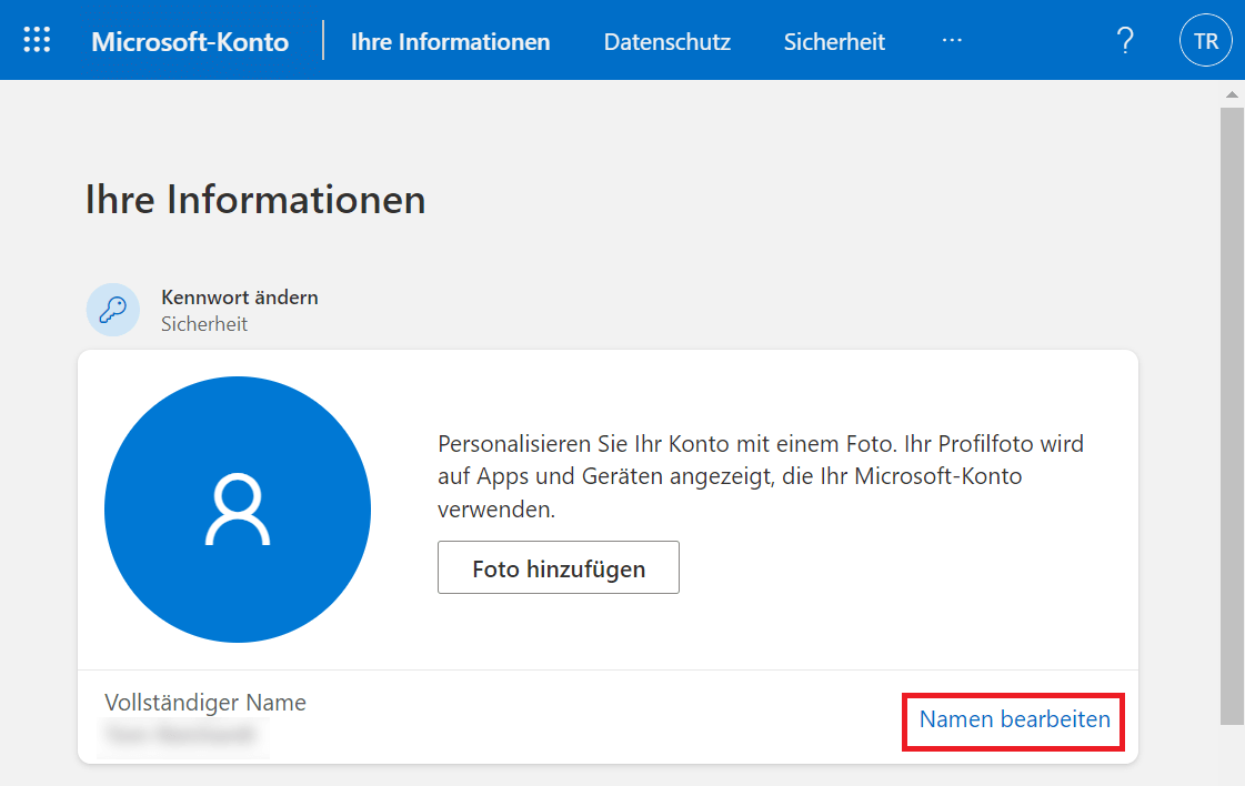 Zmień nazwę konta Microsoft