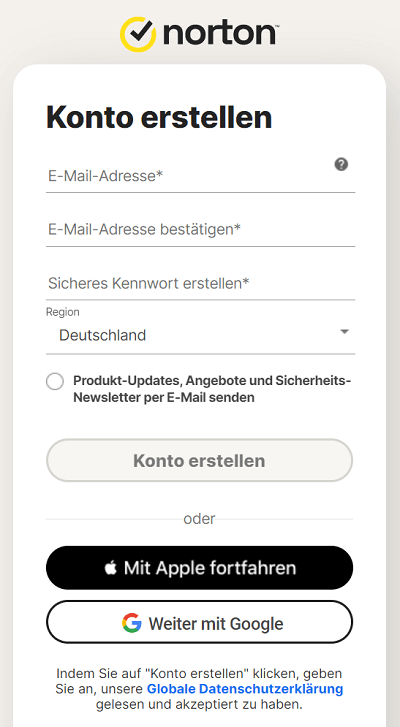 Konto Norton/Utwórz konto