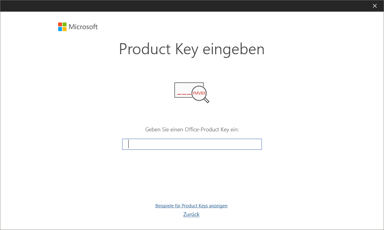 Wprowadź klucz produktu w pakiecie Office 2019