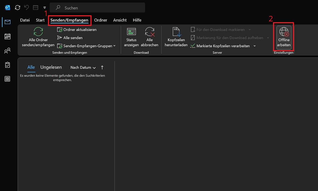 Włącz tryb offline programu Outlook