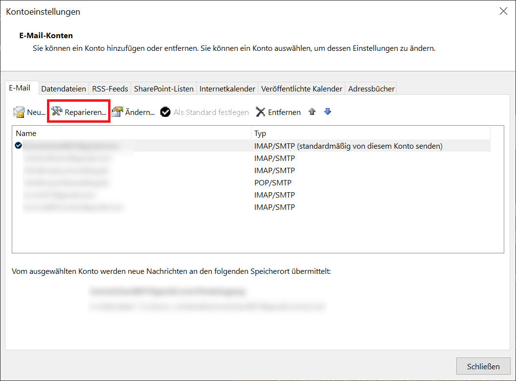 Napraw profil Outlook