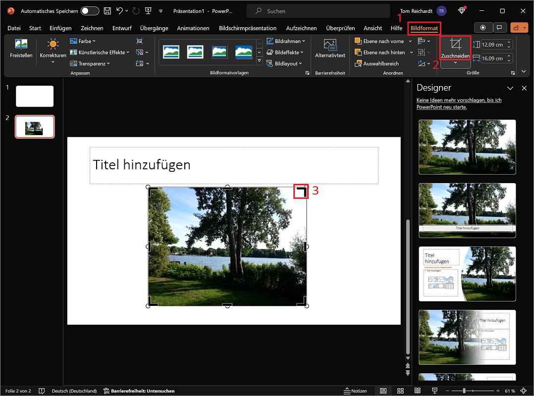 Przytnij obraz w programie PowerPoint za pomocą znaczników przycięcia