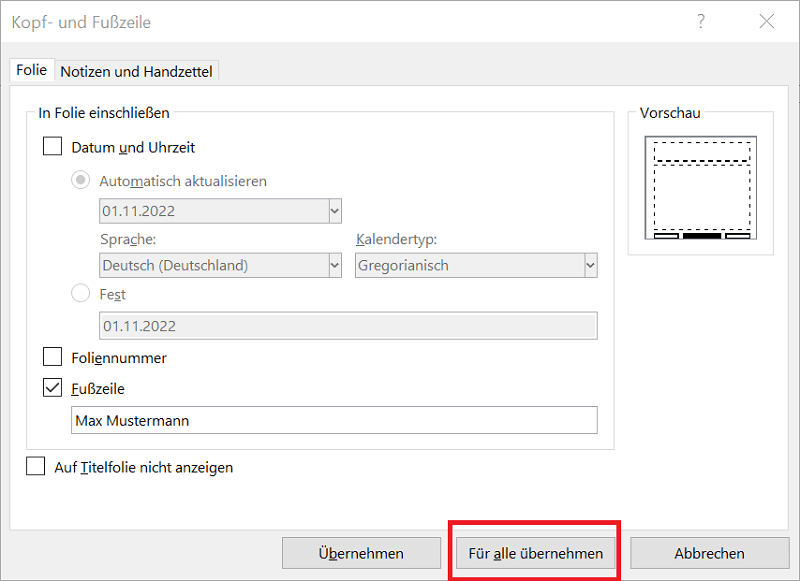 Zmień stopkę na wszystkich slajdach w programie PowerPoint