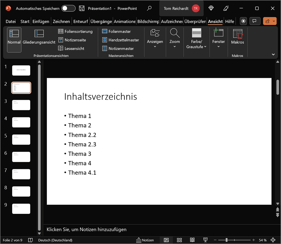 PowerPoint: Utwórz spis treści