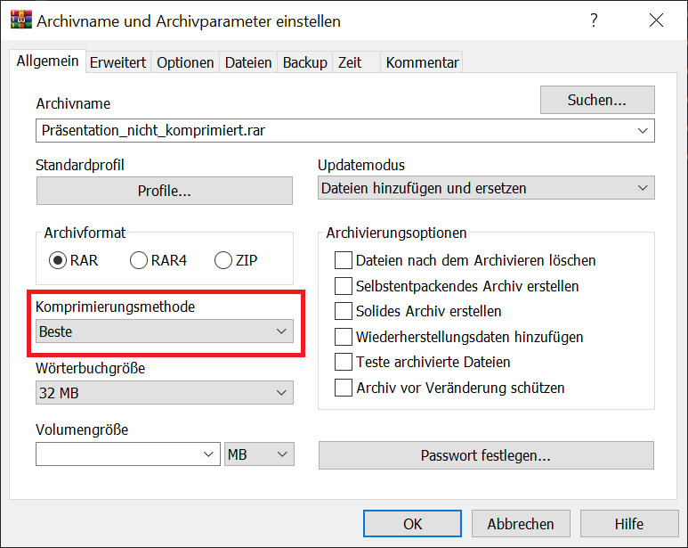 Kompresuj prezentację programu PowerPoint za pomocą programu WinRar