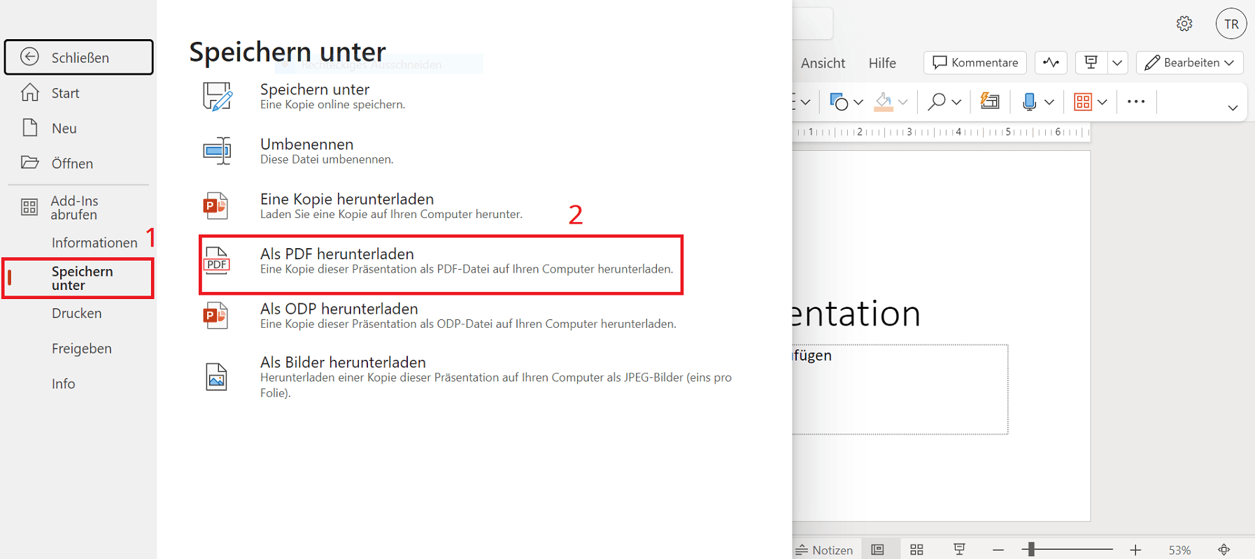 Zapisz PPTX do pliku PDF w wersji internetowej programu PowerPoint