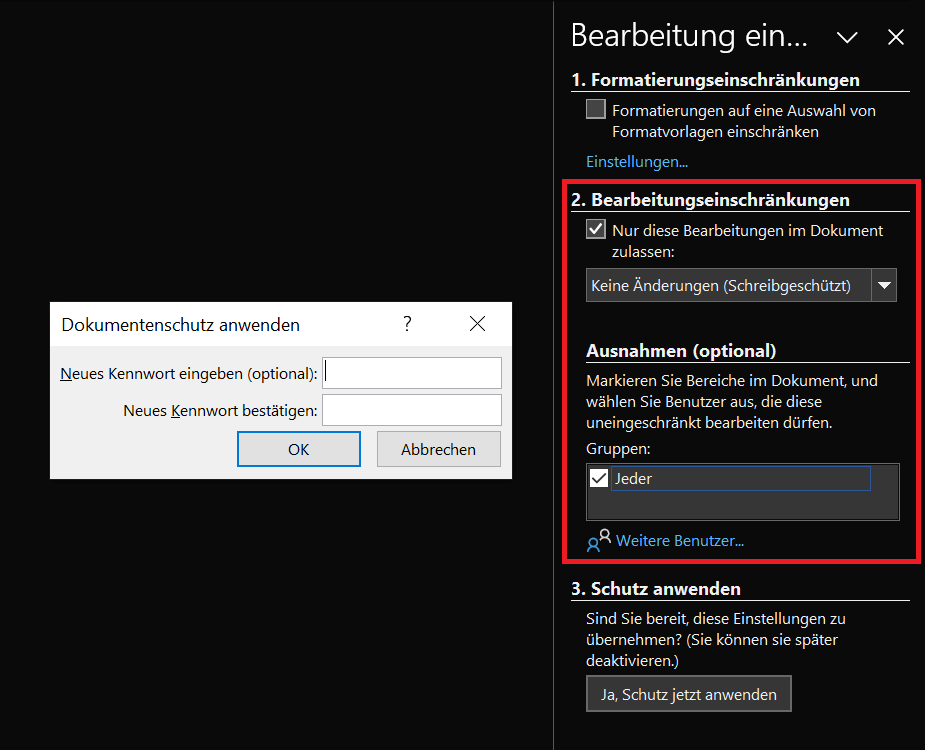 Usuń ochronę przed zapisem tylko z niektórych części dokumentu