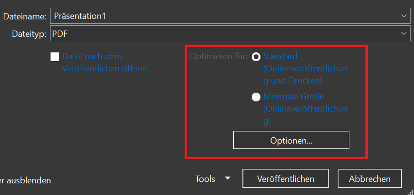 Opcje publikowania prezentacji