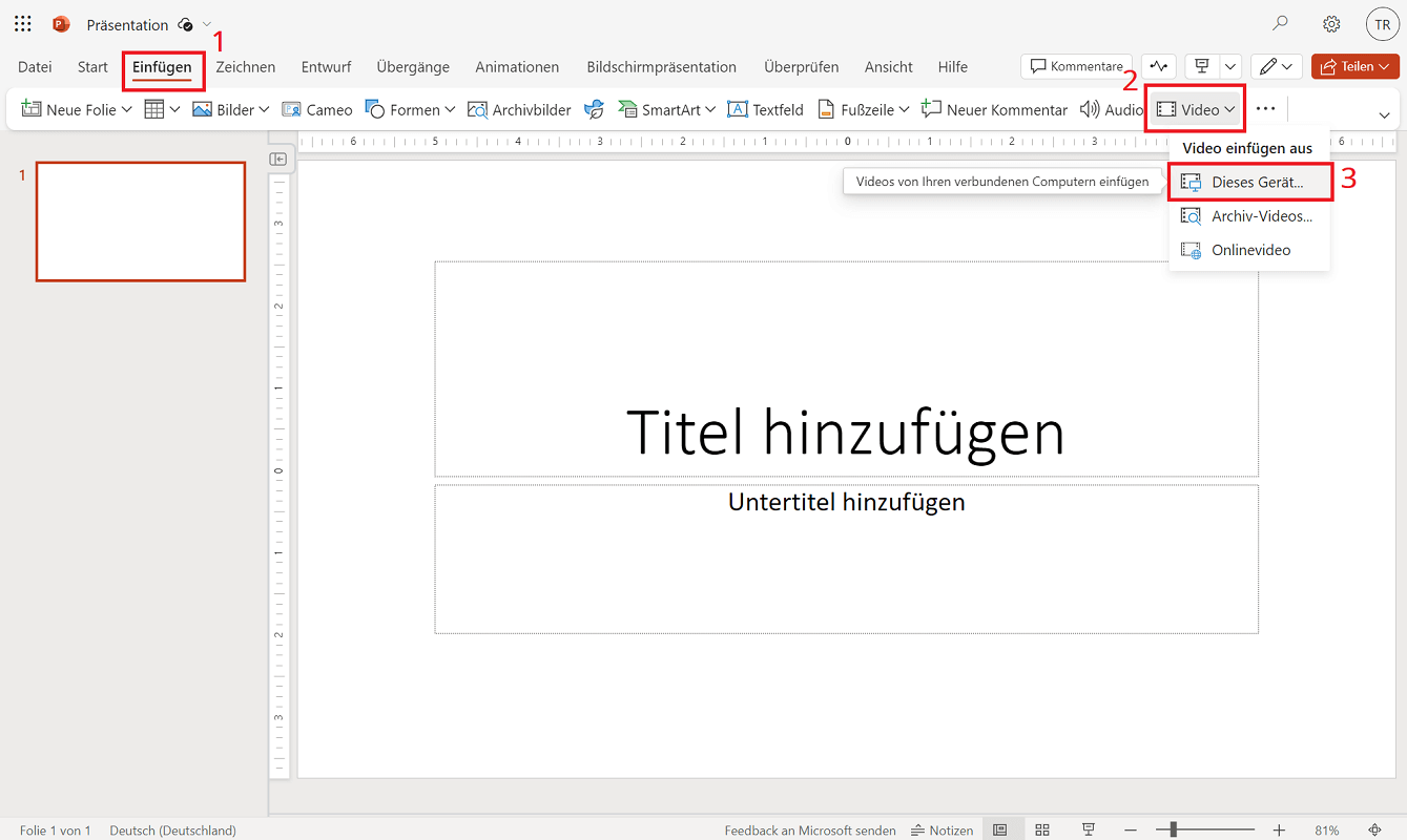 Wstaw wideo w internetowej wersji programu PowerPoint