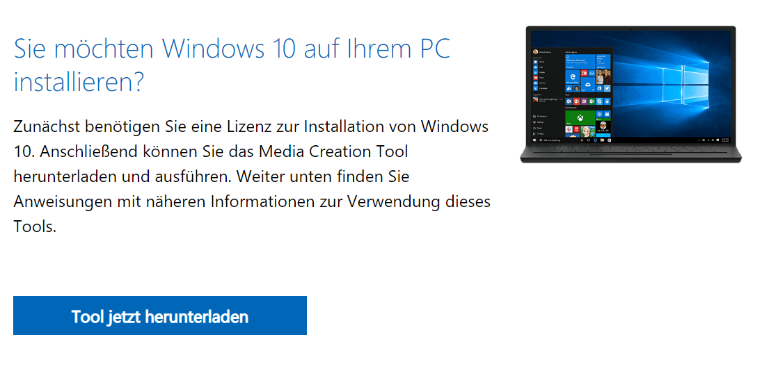 Strona pobierania narzędzia Windows Media Creation Tool