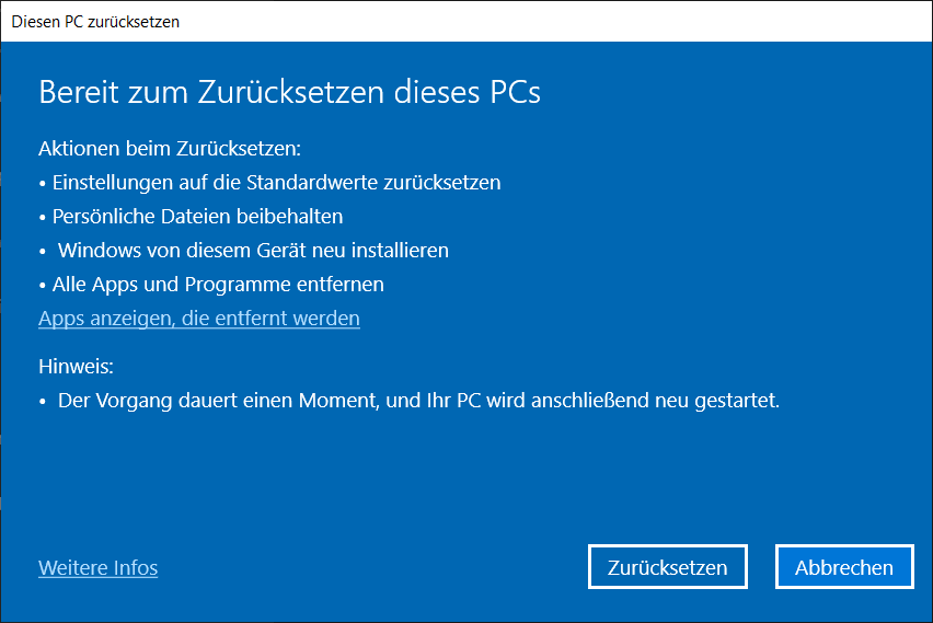 Zresetuj system Windows za pomocą Ustawień