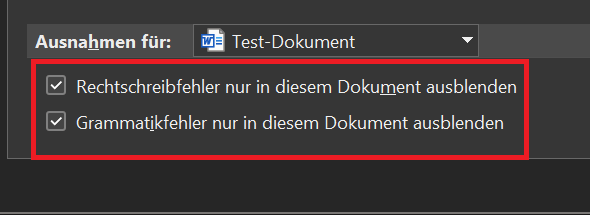 Wyłącz sprawdzanie pisowni w programie Word tylko dla bieżącego dokumentu
