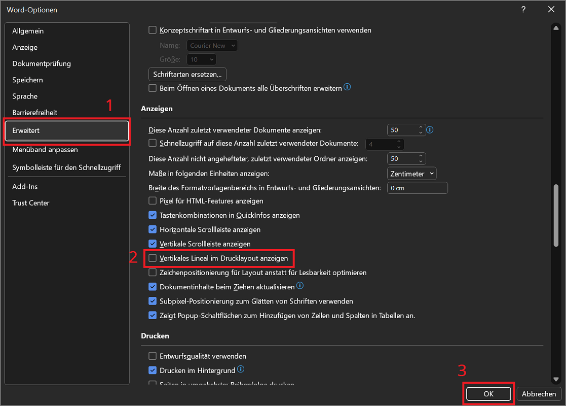 Pokaż i ukryj linijkę pionową w programie Word
