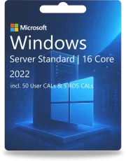 Standard Windows Server 2022 | 16 rdzeni + 50 licencji CAL użytkownika + 5 licencji RDS CAL