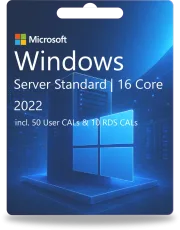 Standard Windows Server 2022 | 16 rdzeni + 50 licencji CAL użytkownika + 10 licencji RDS CAL