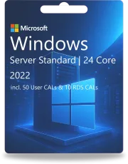 Standard Windows Server 2022 | 24 rdzenie + 50 licencji CAL użytkownika + 10 licencji RDS CAL