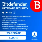 Bitdefender Ultimate Security Family | 25 urządzeń | 1 rok