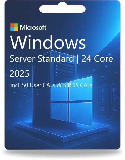Standard Windows Server 2025 | 24 rdzenie + 50 licencji CAL użytkownika + 5 licencji RDS CAL
