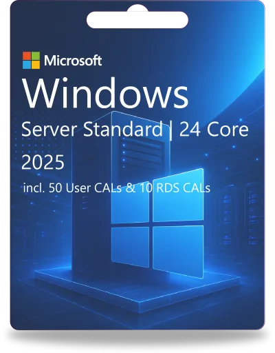 Standard Windows Server 2025 | 24 rdzenie + 50 licencji CAL użytkownika + 10 licencji RDS CAL