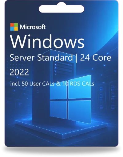 Standard Windows Server 2022 | 24 rdzenie + 50 licencji CAL użytkownika + 10 licencji RDS CAL