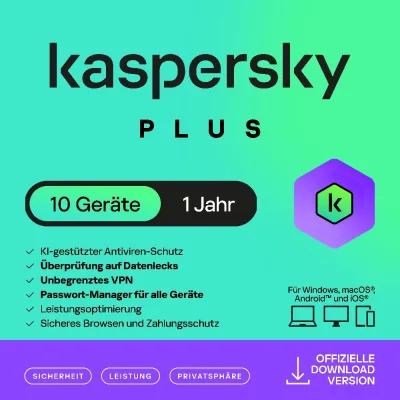 Kaspersky Plus | 10 urządzeń | 1 rok