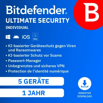 Bitdefender Ultimate Security Individual | 5 urządzeń | 1 rok