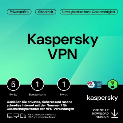 Kaspersky VPN Secure Connection | 5 urządzeń | 1 miesiąc